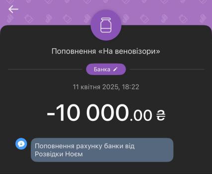 Донат від спільноти "Розвідка Ноєм".  Дуже вдячні спільноті за підтримку!